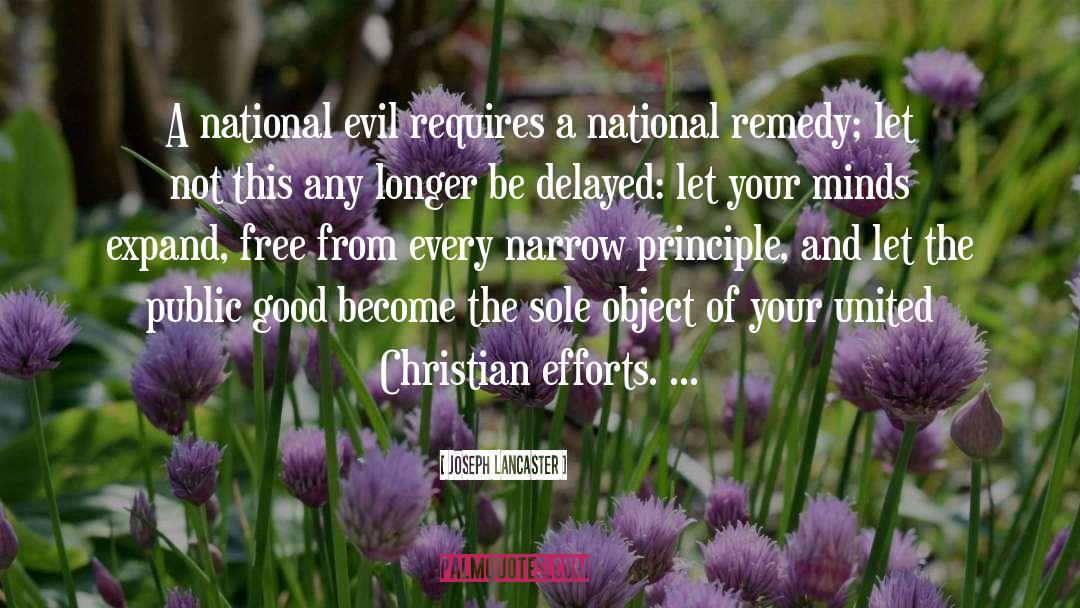 Joseph Lancaster Quotes: A national evil requires a