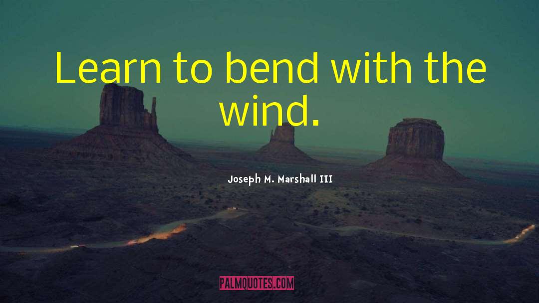 Joseph M. Marshall III Quotes: Learn to bend with the