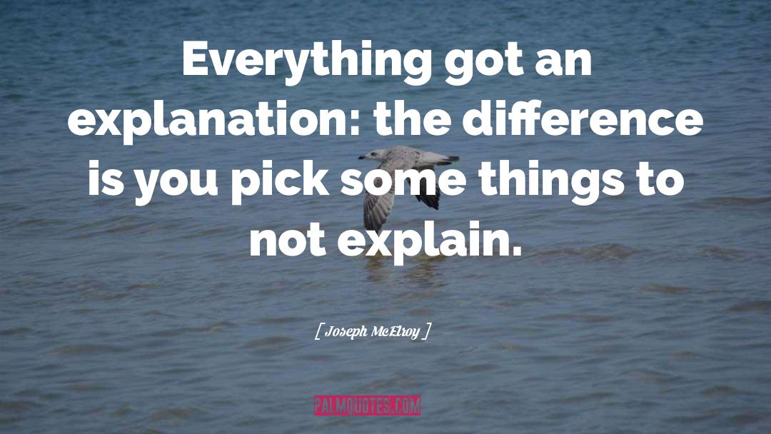 Joseph McElroy Quotes: Everything got an explanation: the