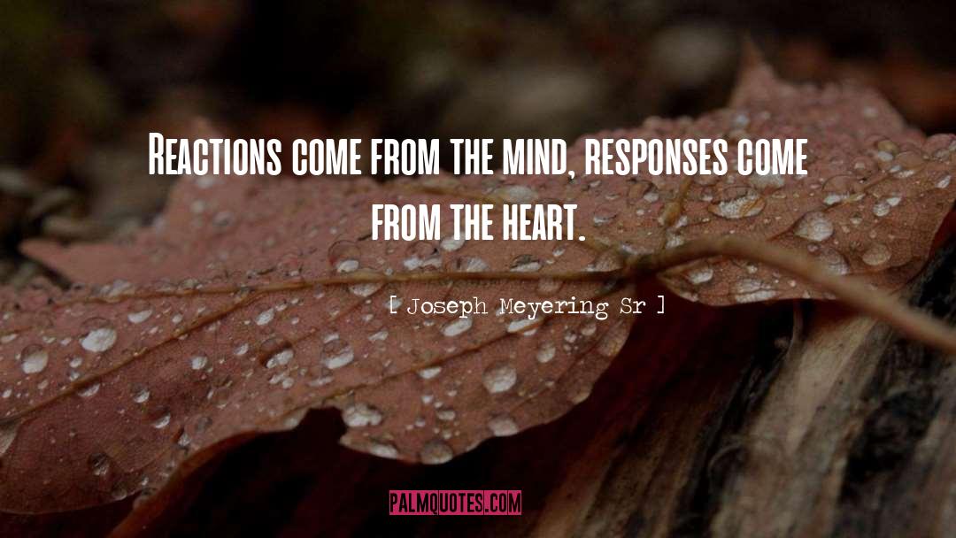 Joseph Meyering Sr Quotes: Reactions come from the mind,