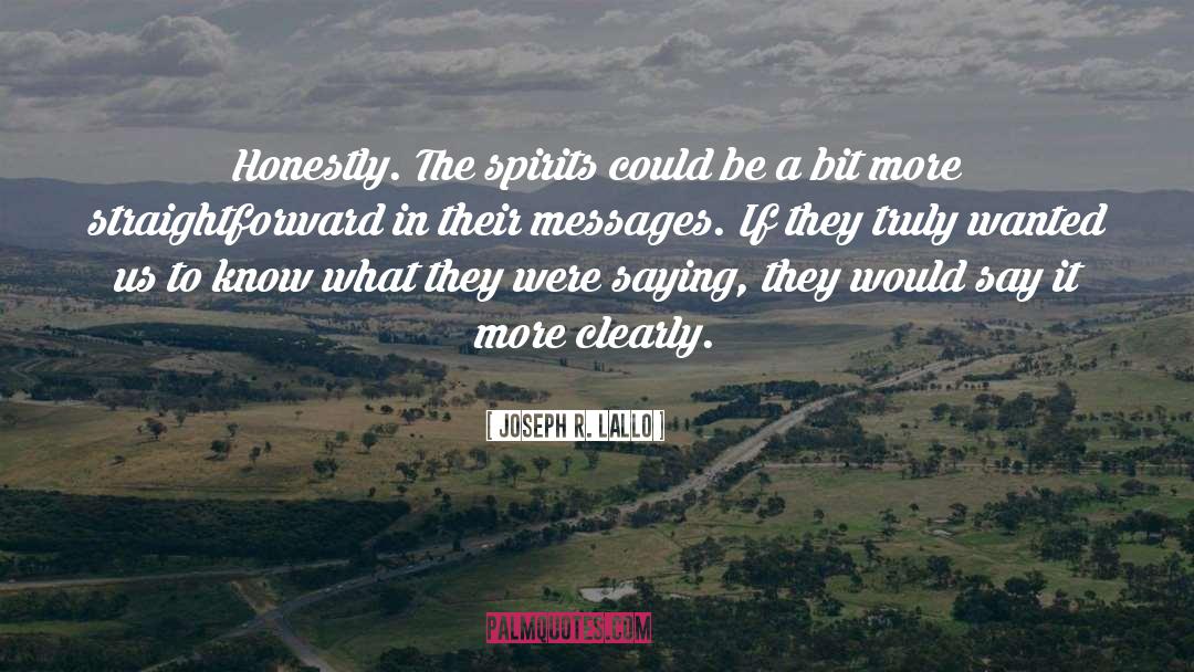 Joseph R. Lallo Quotes: Honestly. The spirits could be