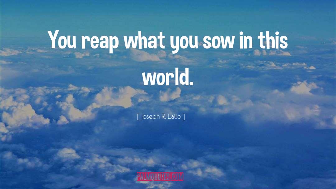 Joseph R. Lallo Quotes: You reap what you sow