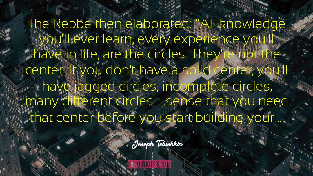 Joseph Telushkin Quotes: The Rebbe then elaborated: 