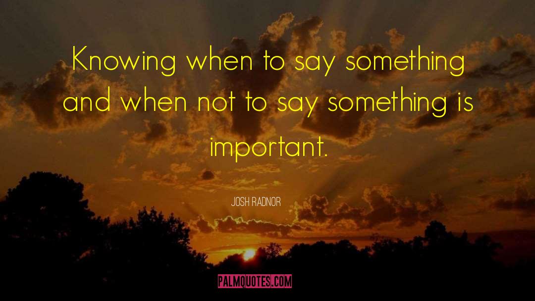 Josh Radnor Quotes: Knowing when to say something