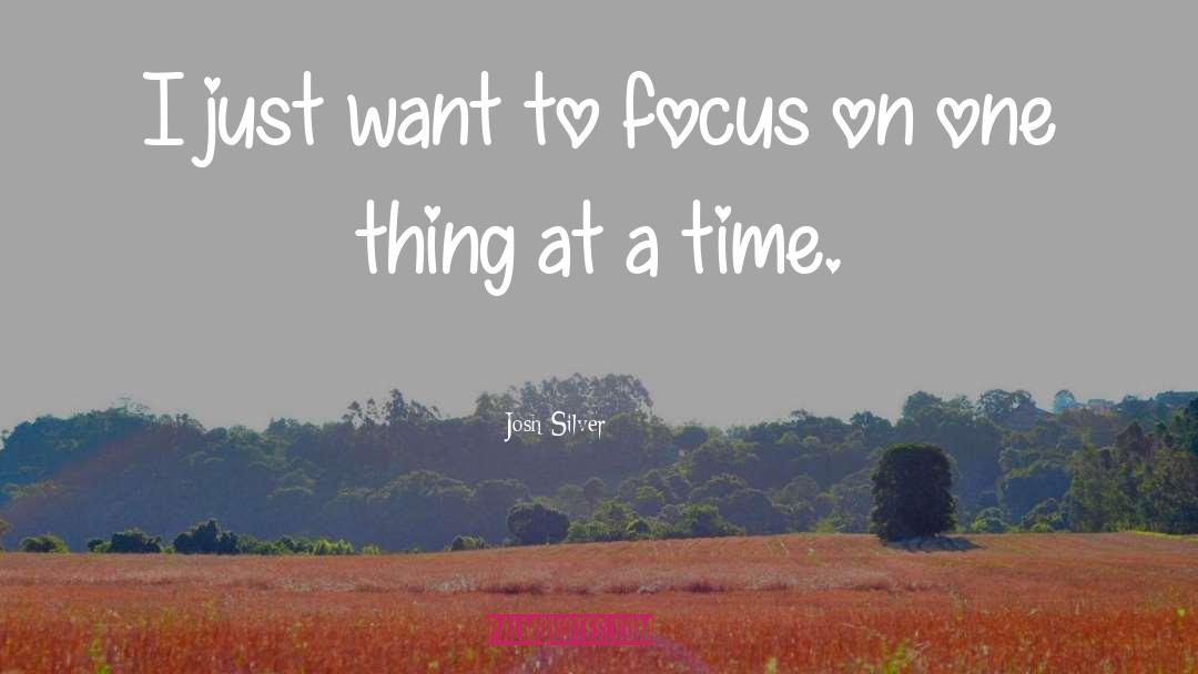 Josh Silver Quotes: I just want to focus