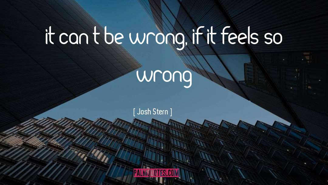 Josh Stern Quotes: it can't be wrong, if