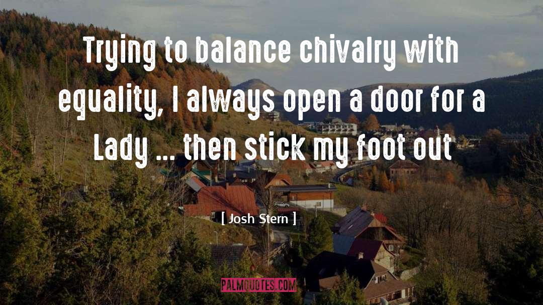 Josh Stern Quotes: Trying to balance chivalry with
