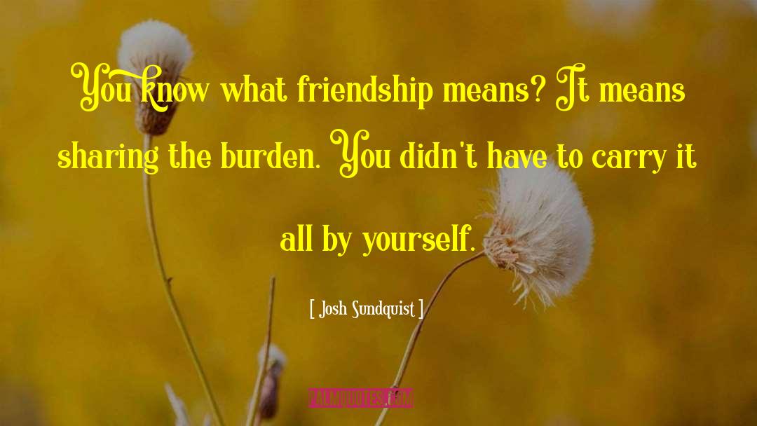 Josh Sundquist Quotes: You know what friendship means?