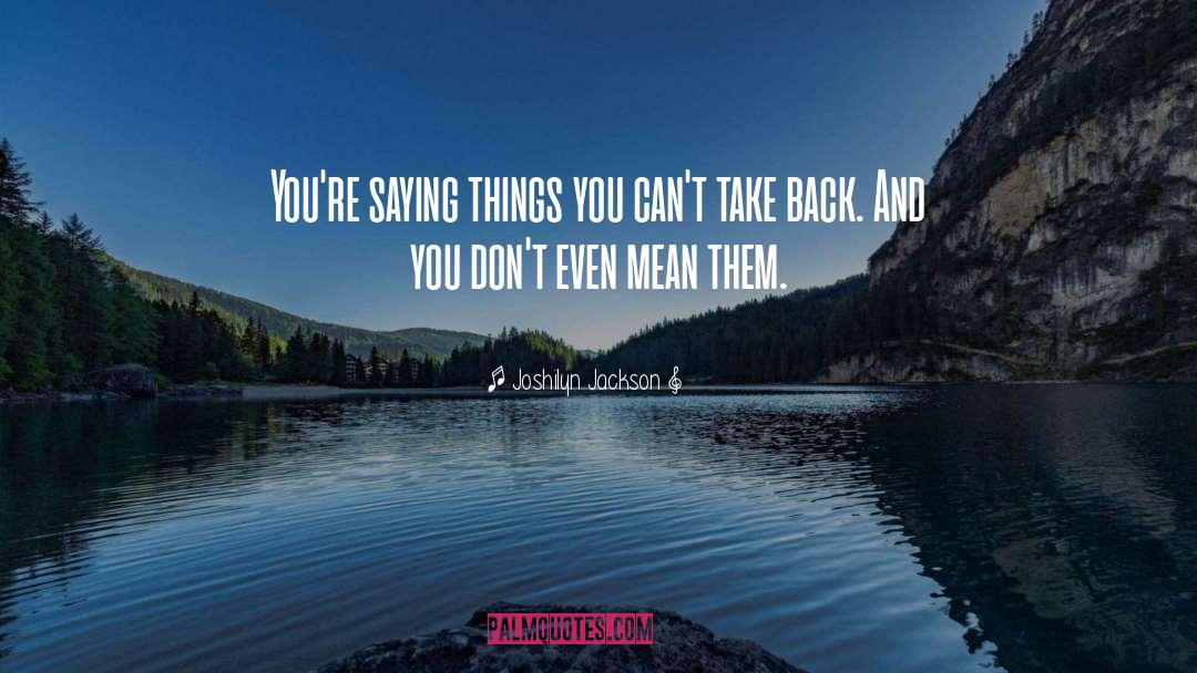 Joshilyn Jackson Quotes: You're saying things you can't