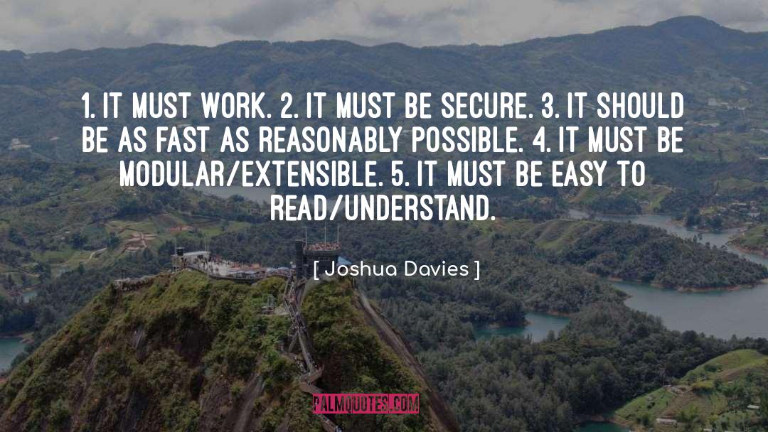 Joshua Davies Quotes: 1. It must work. 2.