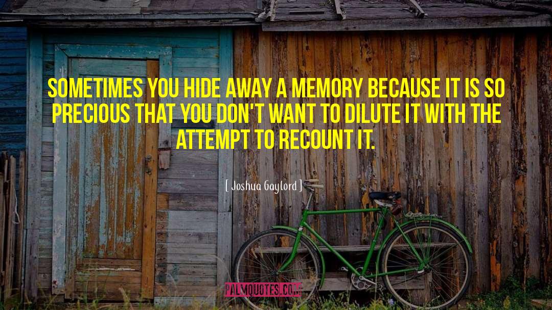 Joshua Gaylord Quotes: Sometimes you hide away a
