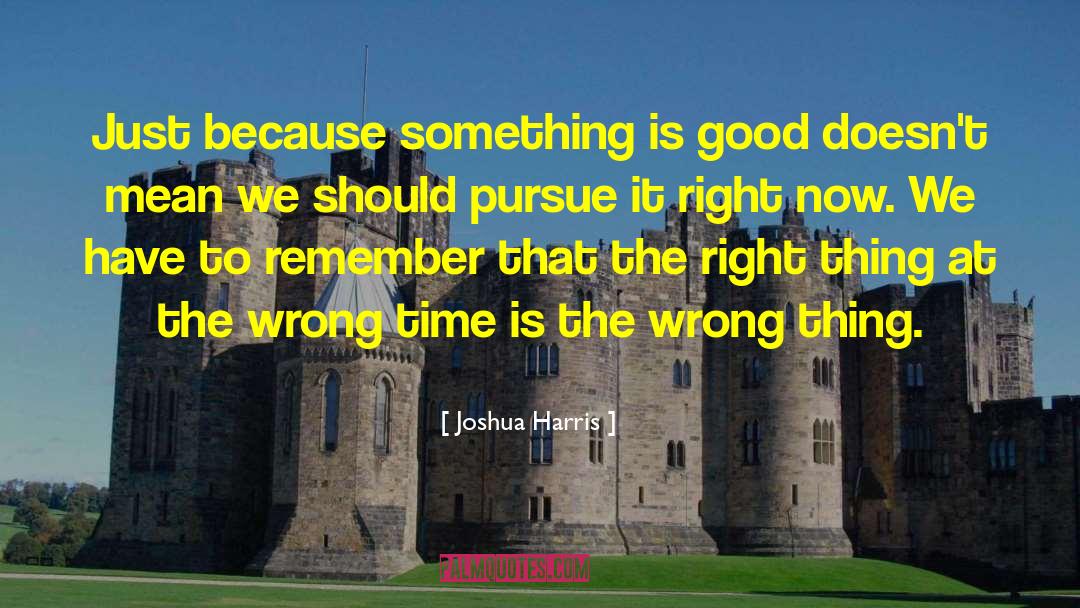 Joshua Harris Quotes: Just because something is good