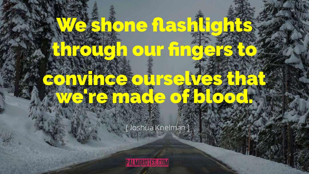 Joshua Knelman Quotes: We shone flashlights through our