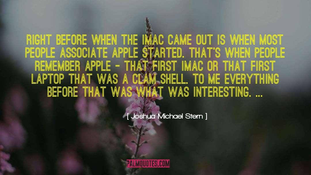 Joshua Michael Stern Quotes: Right before when the iMac