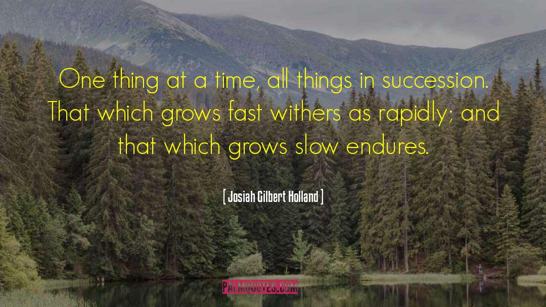 Josiah Gilbert Holland Quotes: One thing at a time,