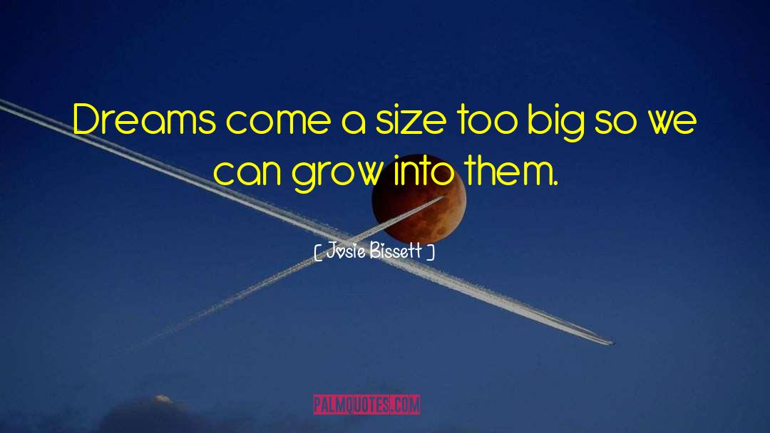 Josie Bissett Quotes: Dreams come a size too