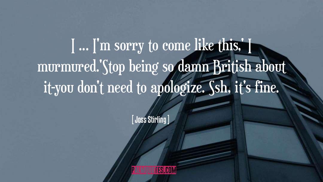 Joss Stirling Quotes: I ... I'm sorry to