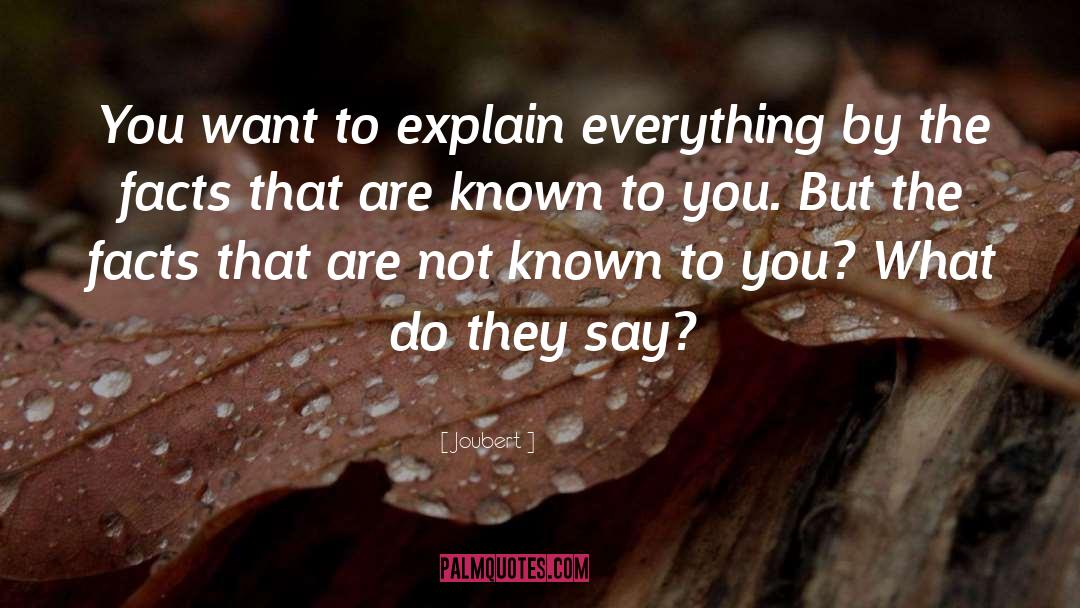 Joubert Quotes: You want to explain everything