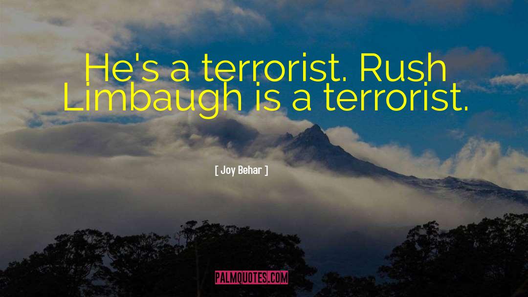 Joy Behar Quotes: He's a terrorist. Rush Limbaugh