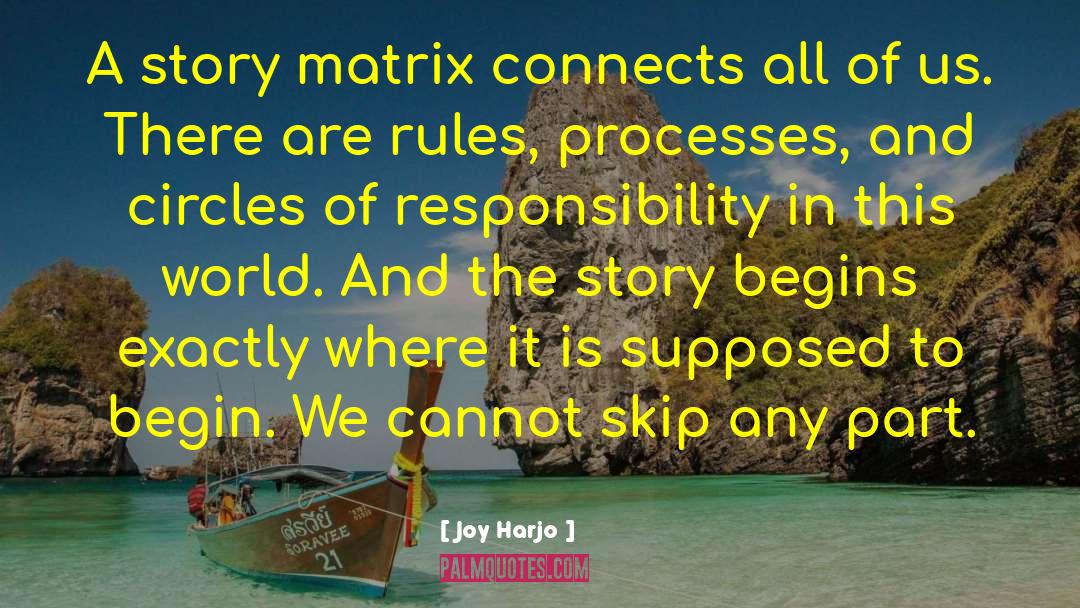 Joy Harjo Quotes: A story matrix connects all