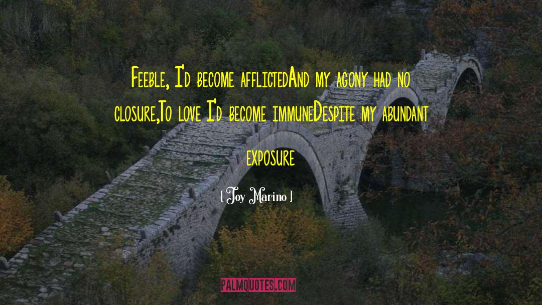 Joy Marino Quotes: Feeble, I'd become afflicted<br>And my