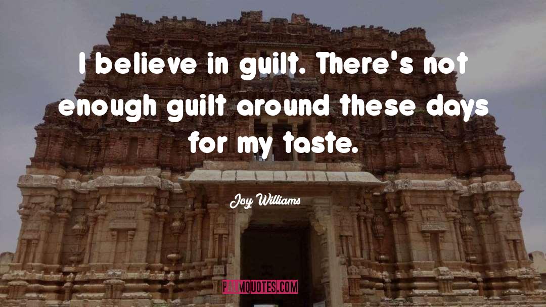 Joy Williams Quotes: I believe in guilt. There's