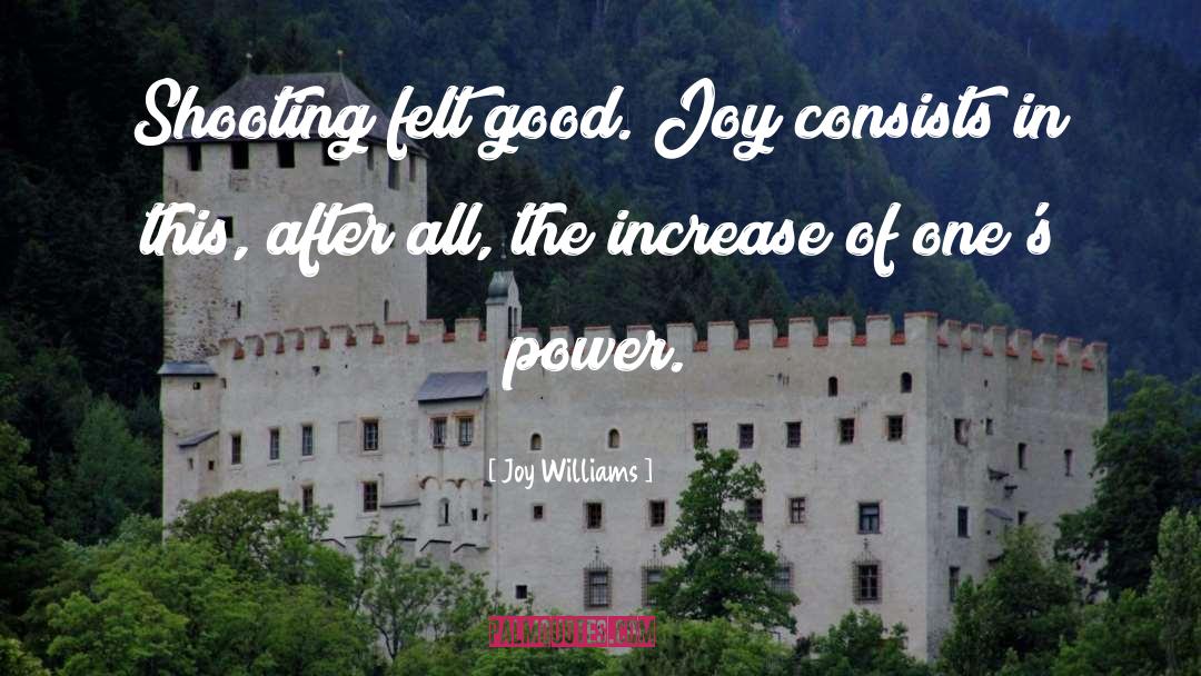 Joy Williams Quotes: Shooting felt good. Joy consists