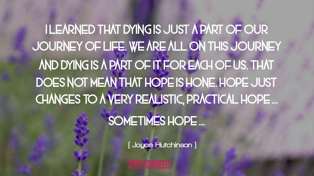 Joyce Hutchinson Quotes: I learned that dying is