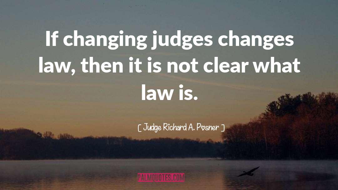 Judge Richard A. Posner Quotes: If changing judges changes law,