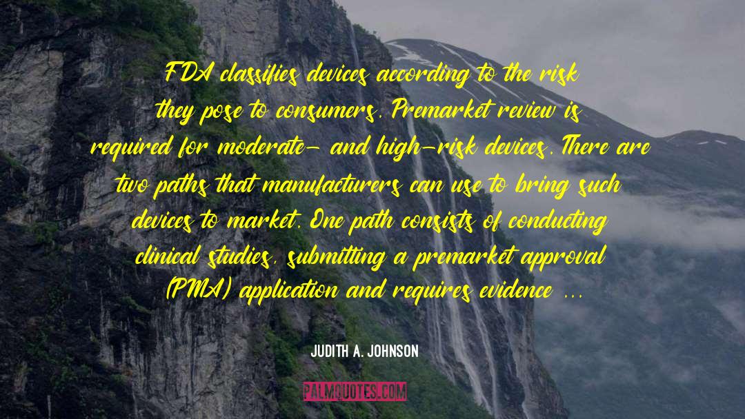 Judith A. Johnson Quotes: FDA classifies devices according to