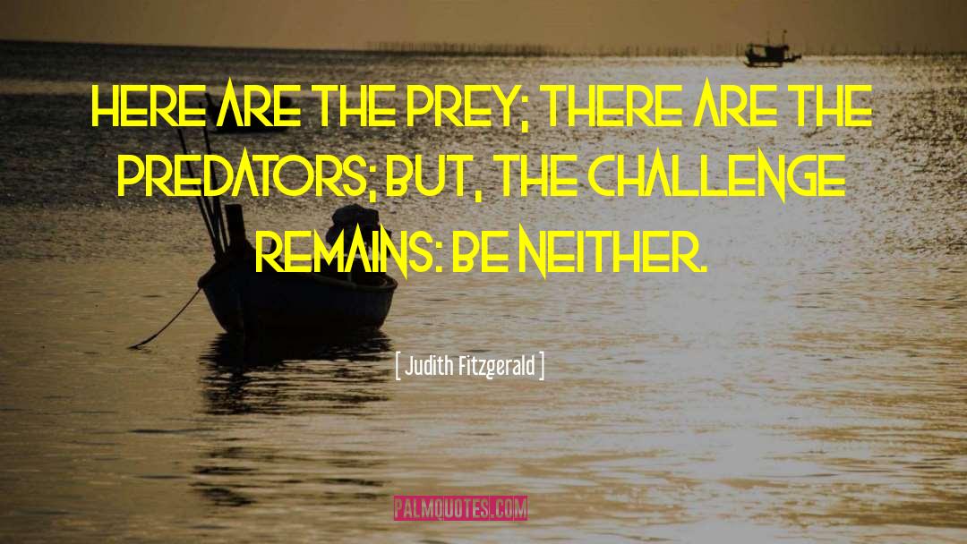 Judith Fitzgerald Quotes: Here are the prey; there