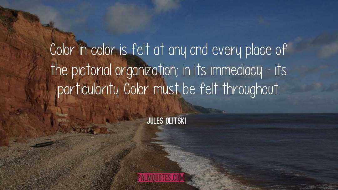Jules Olitski Quotes: Color in color is felt