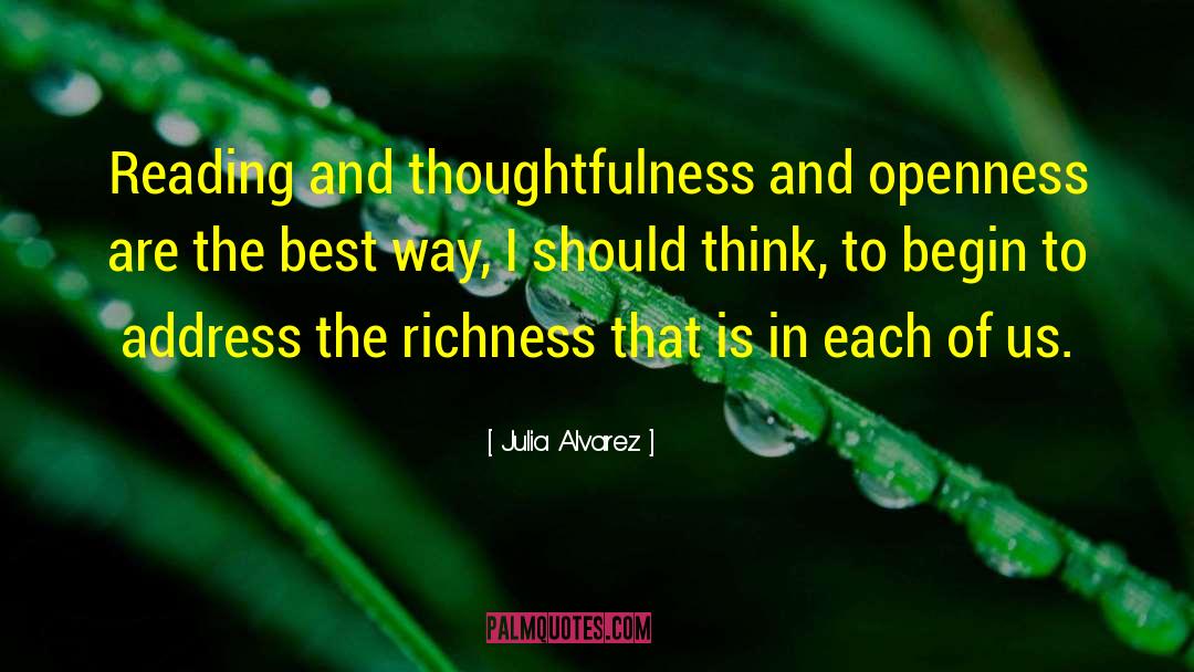 Julia Alvarez Quotes: Reading and thoughtfulness and openness