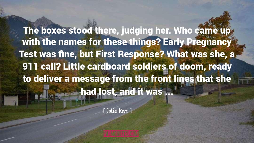 Julia Kent Quotes: The boxes stood there, judging