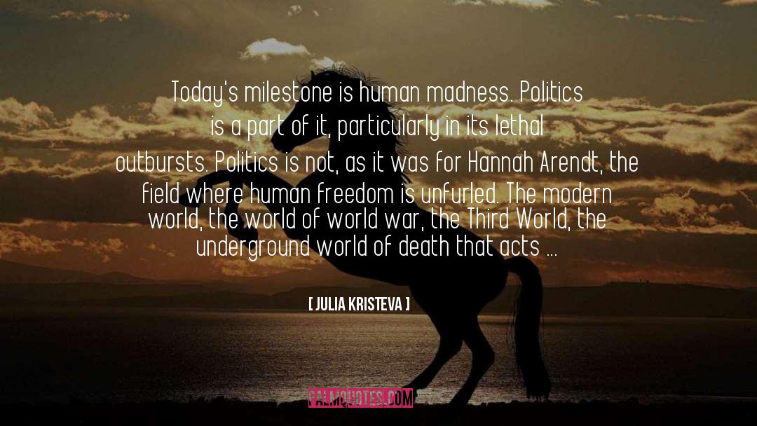 Julia Kristeva Quotes: Today's milestone is human madness.