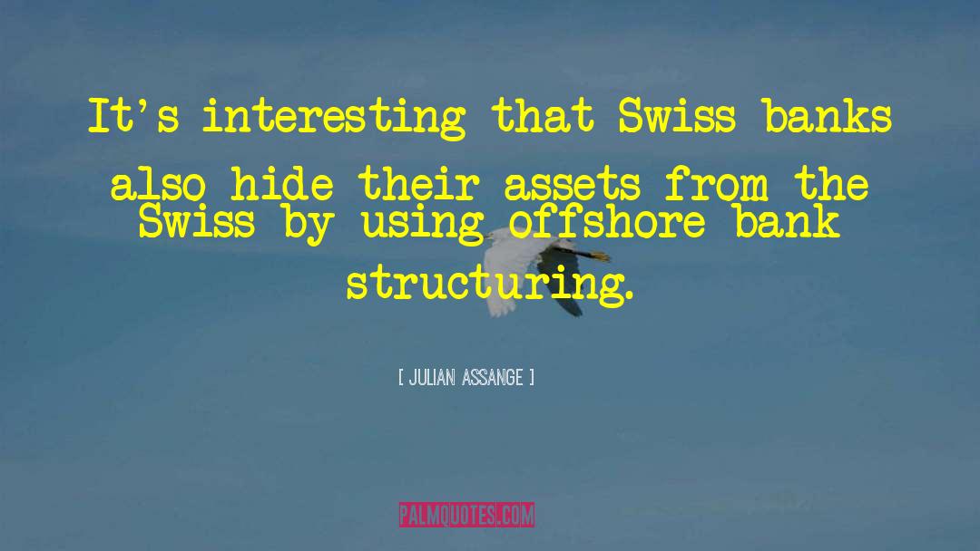Julian Assange Quotes: It's interesting that Swiss banks
