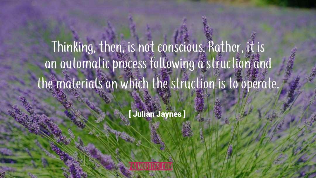 Julian Jaynes Quotes: Thinking, then, is not conscious.