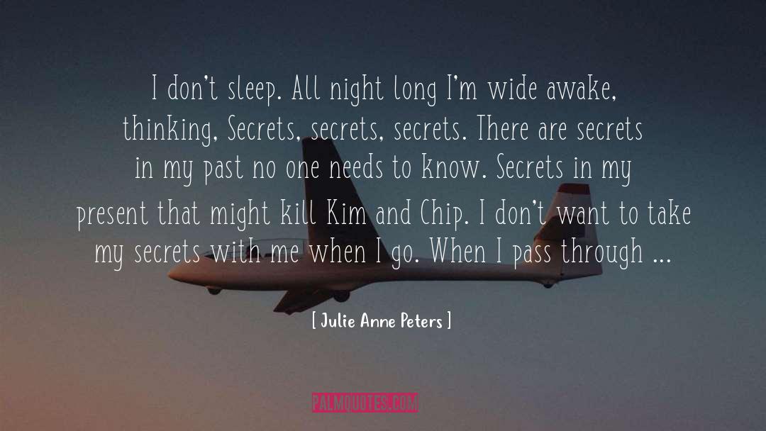 Julie Anne Peters Quotes: I don't sleep. All night