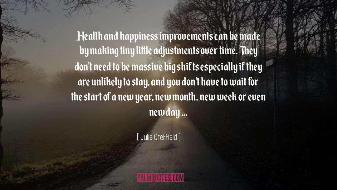Julie Creffield Quotes: Health and happiness improvements can