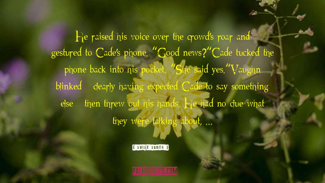 Julie James Quotes: He raised his voice over