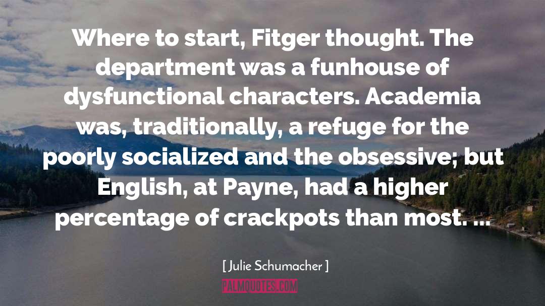 Julie Schumacher Quotes: Where to start, Fitger thought.