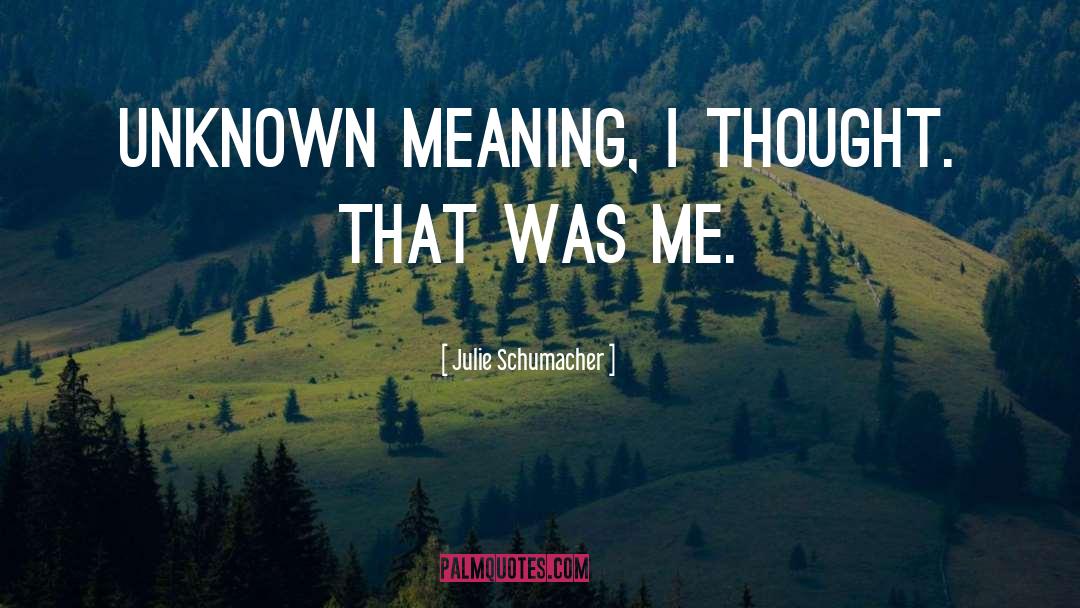 Julie Schumacher Quotes: Unknown meaning, I thought. That