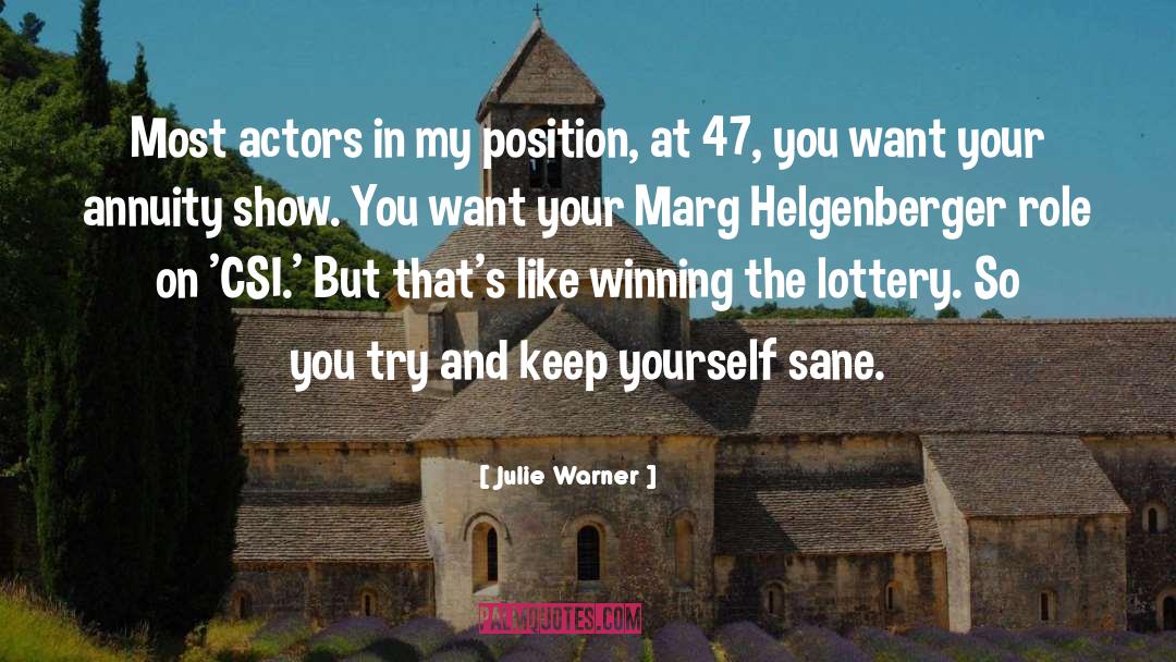 Julie Warner Quotes: Most actors in my position,