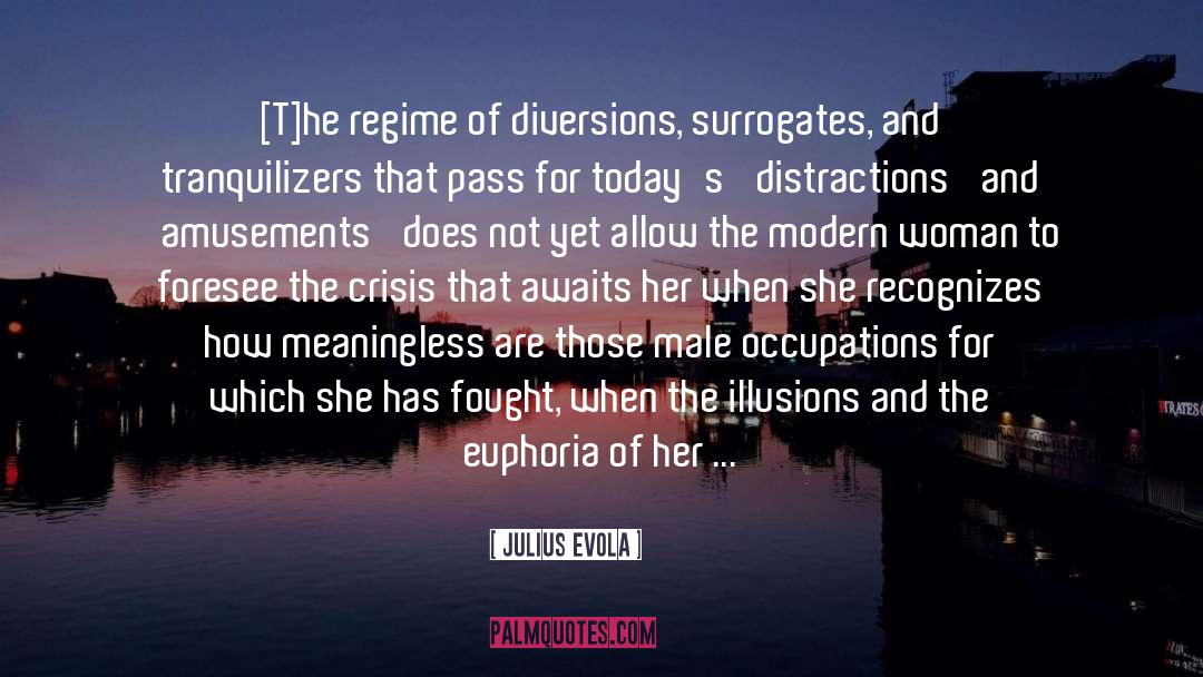 Julius Evola Quotes: [T]he regime of diversions, surrogates,