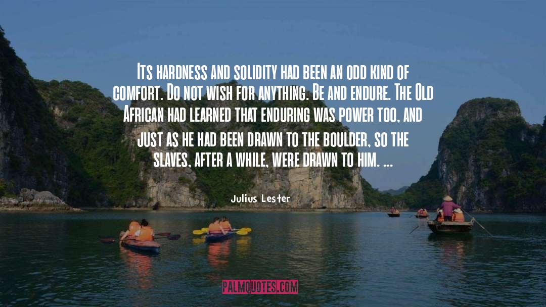 Julius Lester Quotes: Its hardness and solidity had