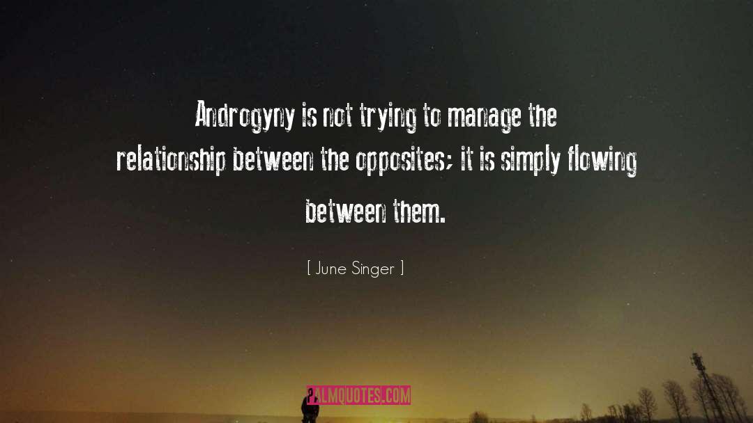 June Singer Quotes: Androgyny is not trying to