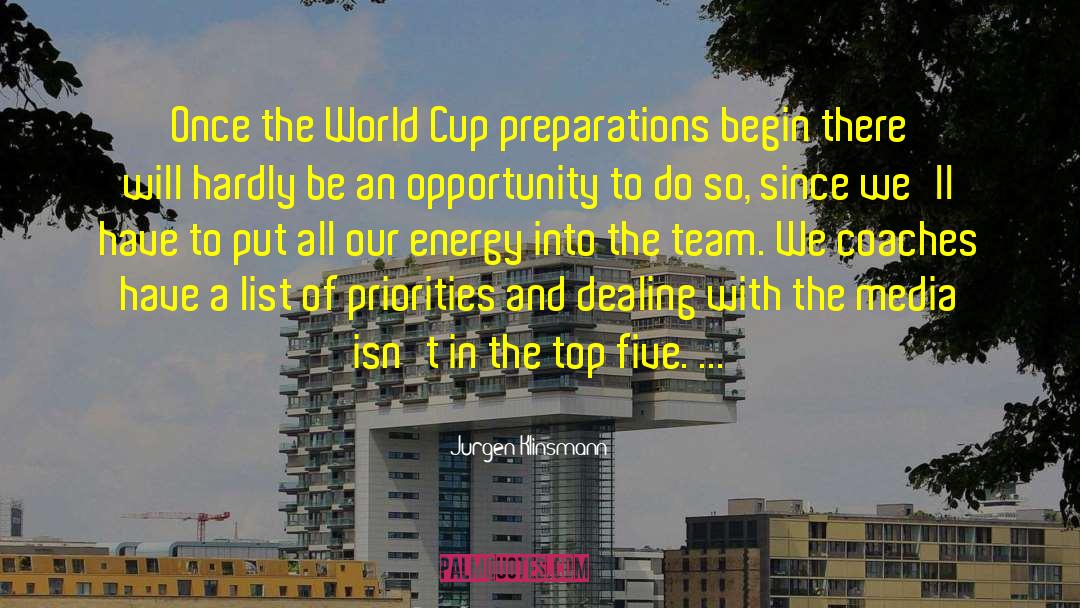 Jurgen Klinsmann Quotes: Once the World Cup preparations
