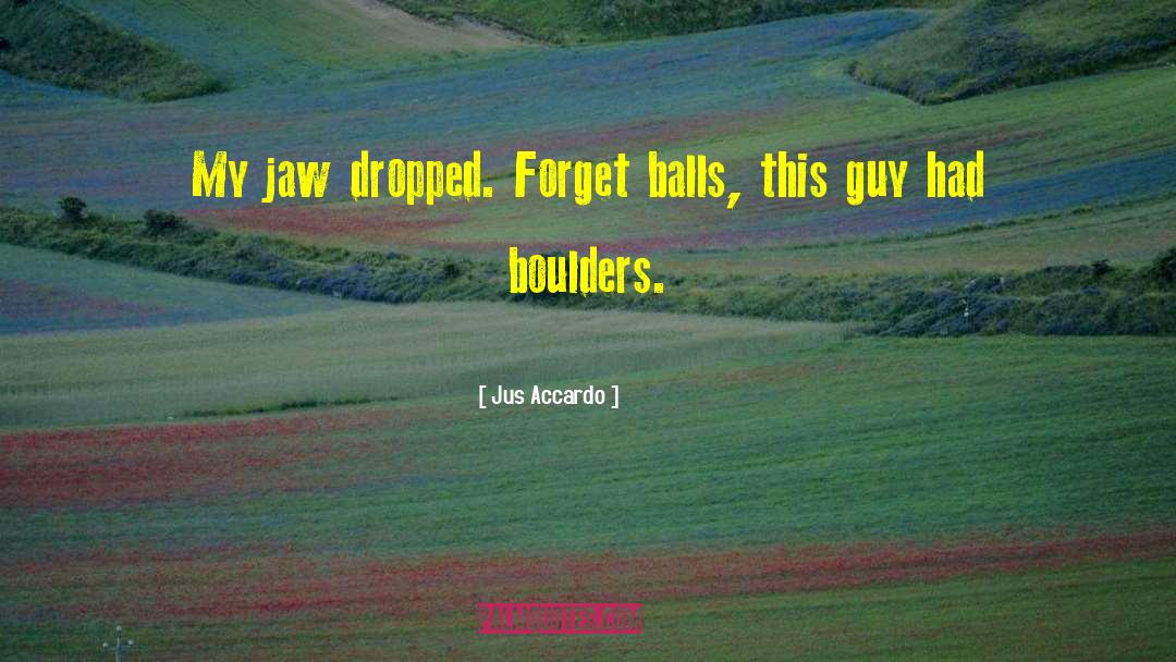 Jus Accardo Quotes: My jaw dropped. Forget balls,