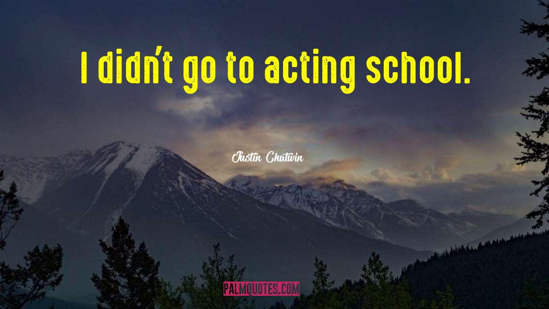 Justin Chatwin Quotes: I didn't go to acting