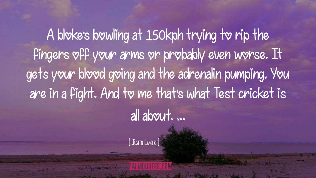 Justin Langer Quotes: A bloke's bowling at 150kph